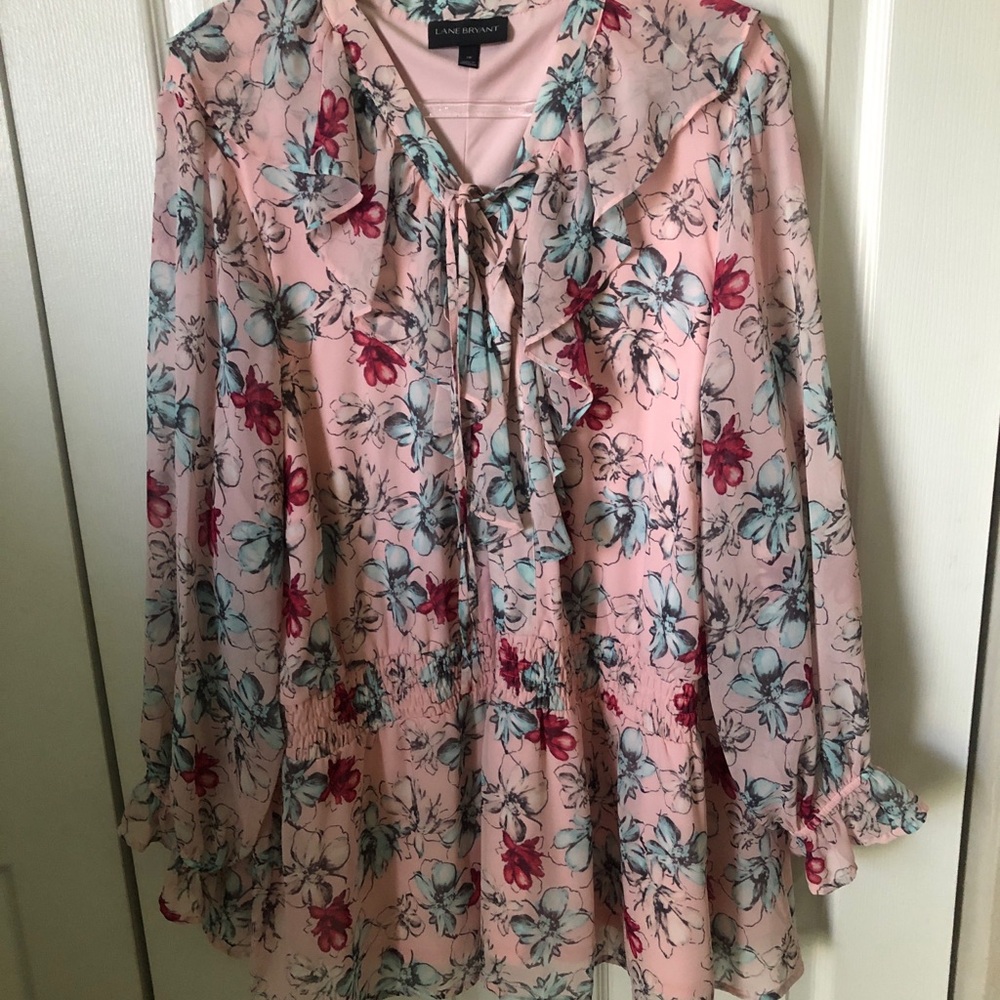 Lane Bryant Pink Floral Blouse Size 28